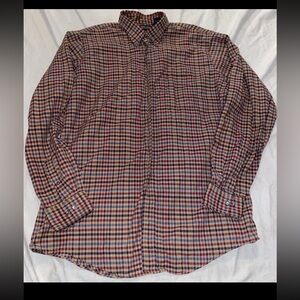 Land’s End Mens Plaid Long Sleeve Button Up Tall Xl (17-17.5) 100% Cotton